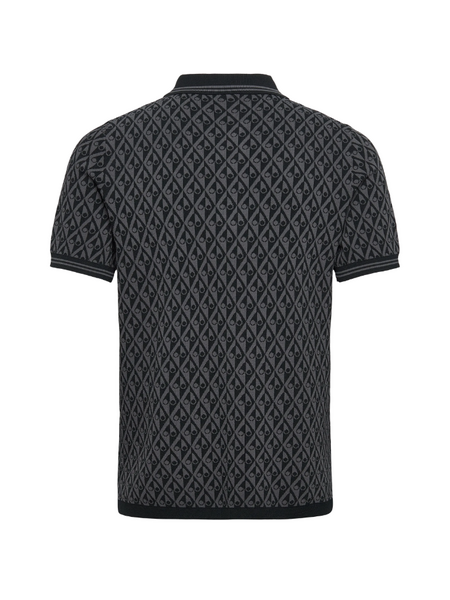 Moose Knuckles Moose Knuckles Men Apex Knit Polo Mono - Black/Cement Monogram