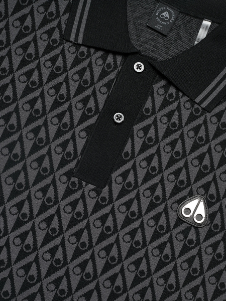 Moose Knuckles Moose Knuckles Men Apex Knit Polo Mono - Black/Cement Monogram