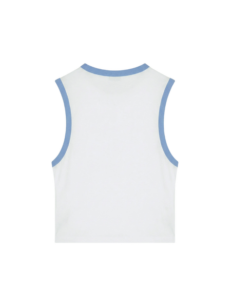 Malelions Malelions Women Emblem Sleeveless Crop Top - White/Vista Blue