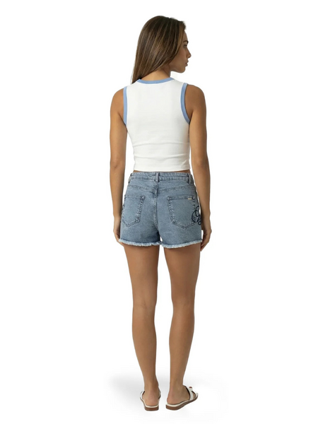 Malelions Malelions Women Emblem Sleeveless Crop Top - White/Vista Blue