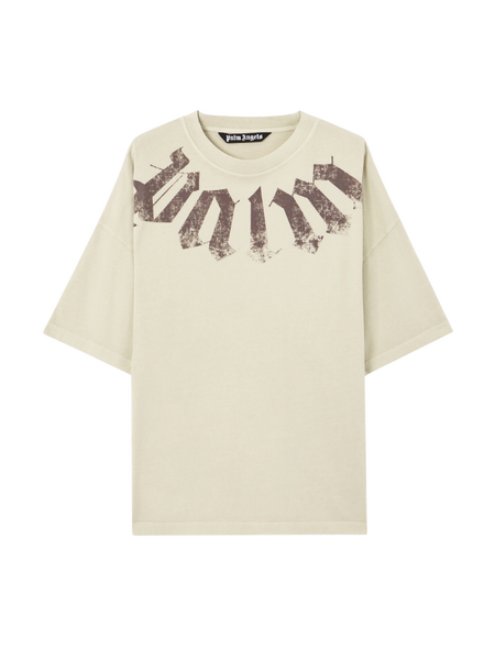 Palm Angels Palm Angels Big Neck Logo Loose Tee - Beige/Brown