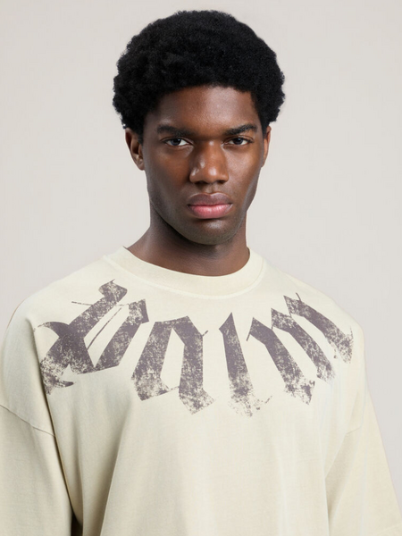 Palm Angels Palm Angels Big Neck Logo Loose Tee - Beige/Brown