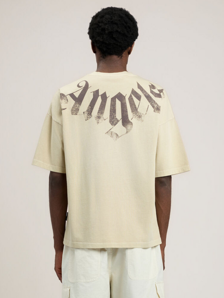Palm Angels Palm Angels Big Neck Logo Loose Tee - Beige/Brown