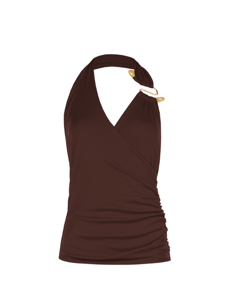 Rinascimento Rinascimento Top  Asimmetrico Jerse - Cioccolato