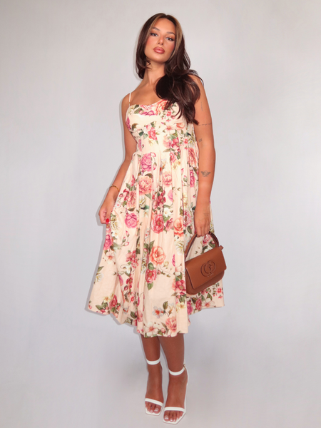Guess SL Bria Linen Dress - Cosmic Peony Print