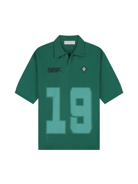 Croyez Nombre Knit Polo - Forest Green