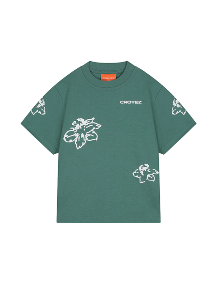 Croyez Croyez Mini Initial Flower T-Shirt - Green/Off-White