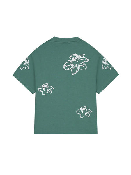 Croyez Croyez Mini Initial Flower T-Shirt - Green/Off-White