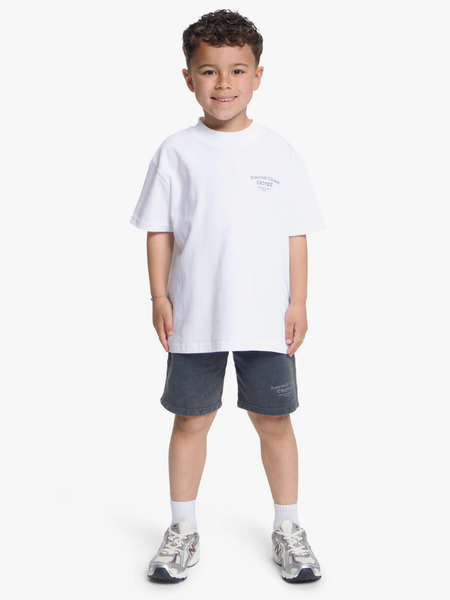 Croyez Mini Fraternité Shorts - Acid Wash/White