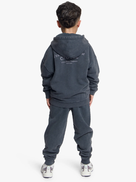 Croyez Croyez Mini Fraternité Zip Hoodie - Acid Wash/White