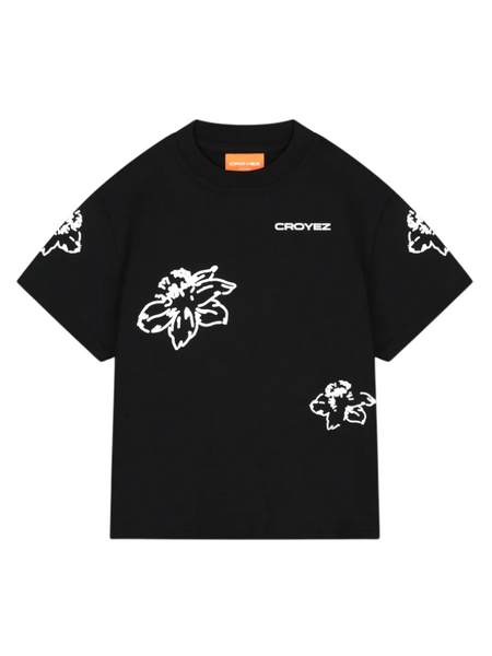Croyez Croyez Mini Initial Flower T-Shirt - Black/White
