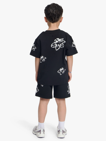 Croyez Mini Initial Flower Shorts - Black/White
