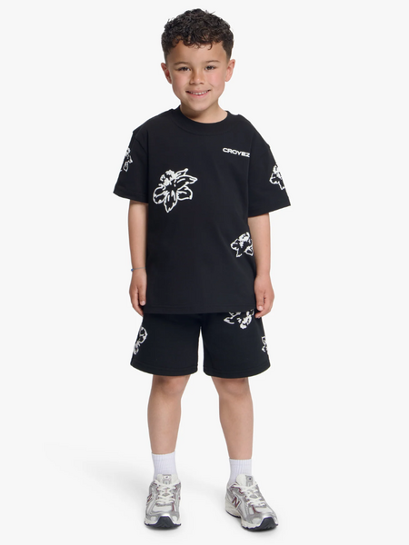 Croyez Mini Initial Flower Combi-Set - Black/Off-White