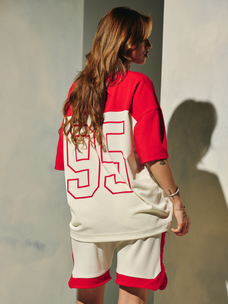 Croyez Croyez Women Jersey Sport T-Shirt - Off-White/Red