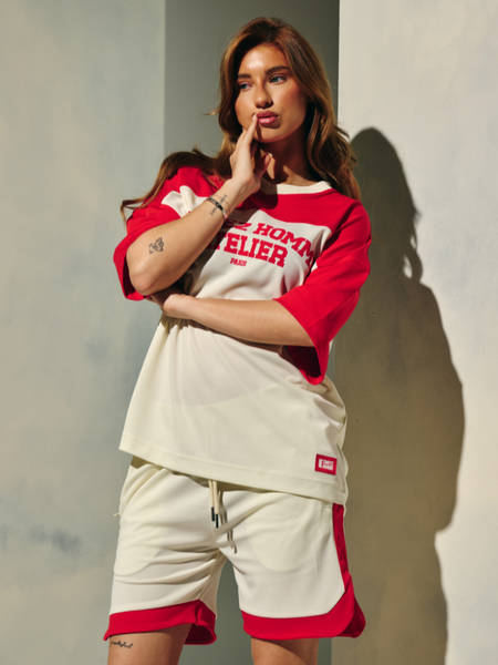 Croyez Croyez Women Jersey Sport T-Shirt - Off-White/Red
