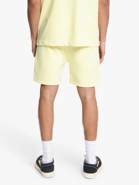 Croyez Croyez Initial Flower Shorts - Butter Yellow