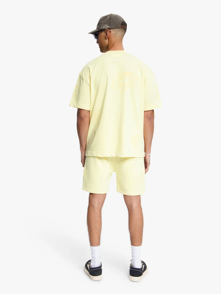 Croyez Croyez Initial Flower Shorts - Butter Yellow