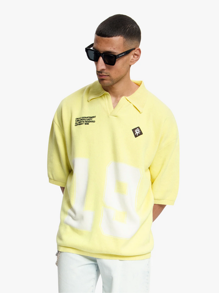 Croyez Nombre Knit Polo - Butter Yellow