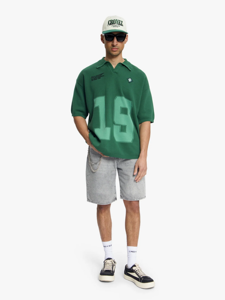 Croyez Nombre Knit Polo - Forest Green Croyez Croyez Nombre Knit Polo - Forest Green