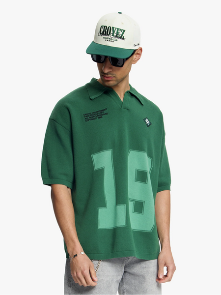 Croyez Nombre Knit Polo - Forest Green