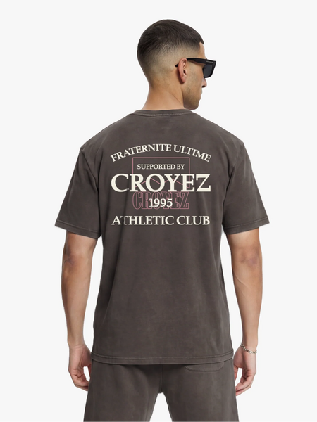 Croyez Overlay Fraternite T-Shirt - Washed Brown