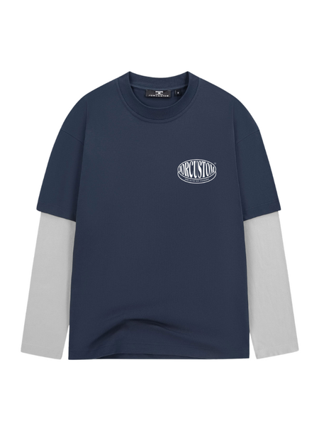JorCustom JorCustom Stretched Double Layered Longsleeve - MidnightBlue-LightGr
