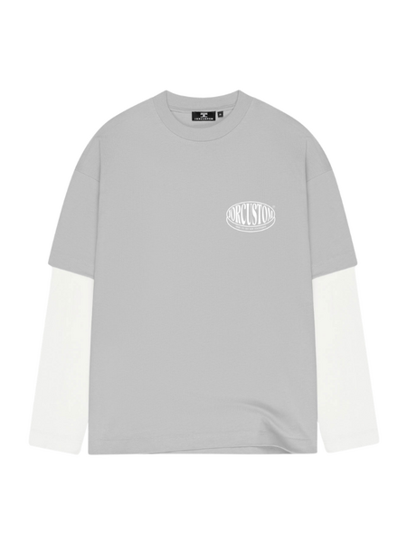 JorCustom JorCustom Stretched Double Layered Longsleeve - Light Grey/White