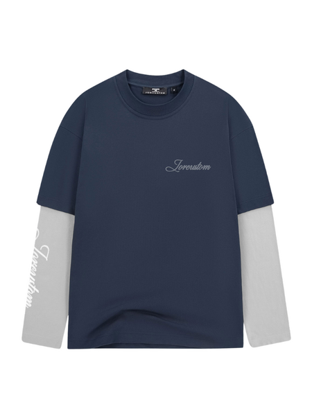 JorCustom JorCustom Stitched Double Layered Longsleeve T - MidnightBlue-LightGr
