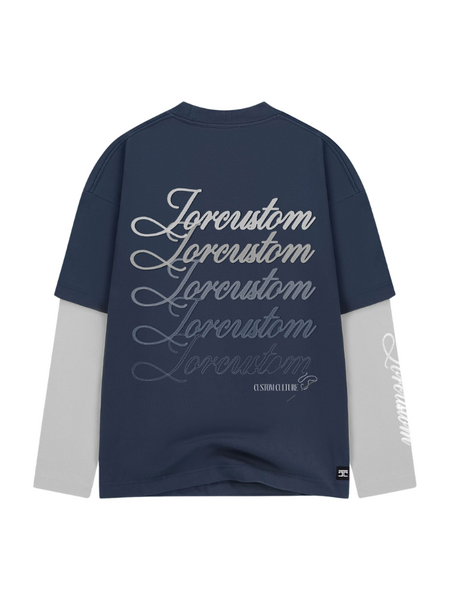 JorCustom Stitched Double Layered Longsleeve T - MidnightBlue-LightGr