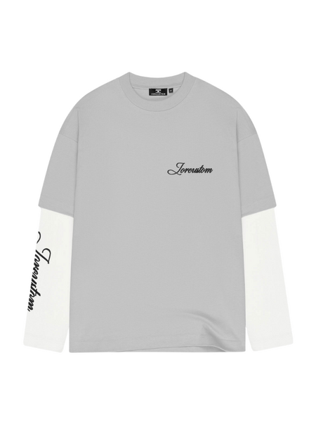 JorCustom JorCustom Stitched Double Layered Longsleeve T - Light Grey/White