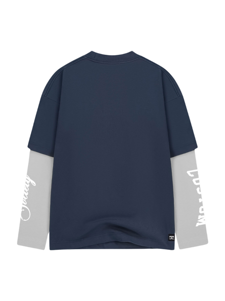 JorCustom JorCustom CustomSociety Double Layered Longsle - MidnightBlue-LightGr