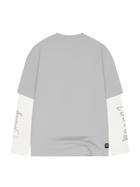 JorCustom JorCustom CustomSociety Double Layered Longsle - Light Grey/White