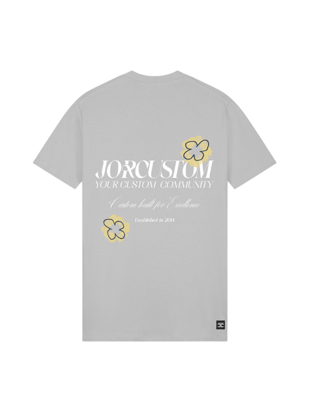 JorCustom JorCustom Flowers Slim Fit T-Shirt - Light Grey