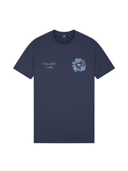 JorCustom JorCustom Flowers Slim Fit T-Shirt - Midnight Blue