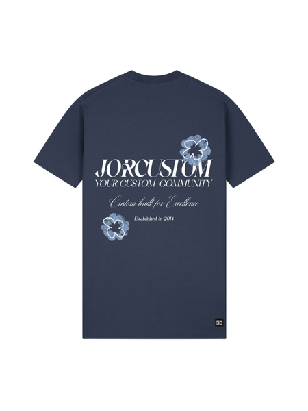 JorCustom JorCustom Flowers Slim Fit T-Shirt - Midnight Blue