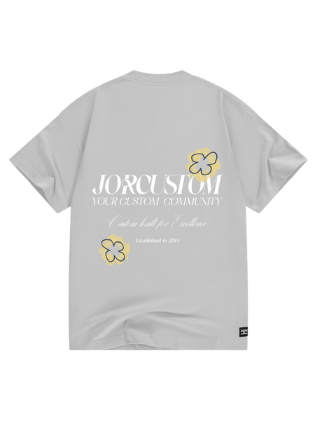 JorCustom Flowers Loose Fit T-Shirt - Light Grey