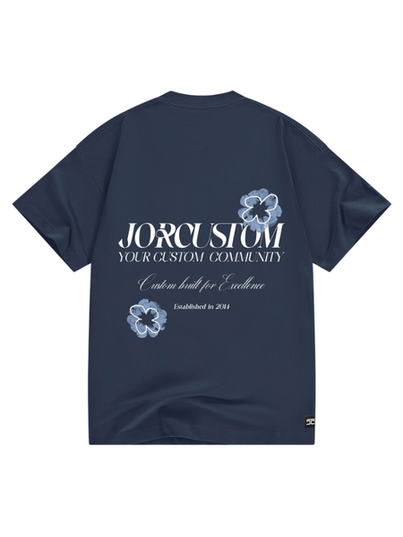 JorCustom Flowers Loose Fit T-Shirt - Midnight Blue