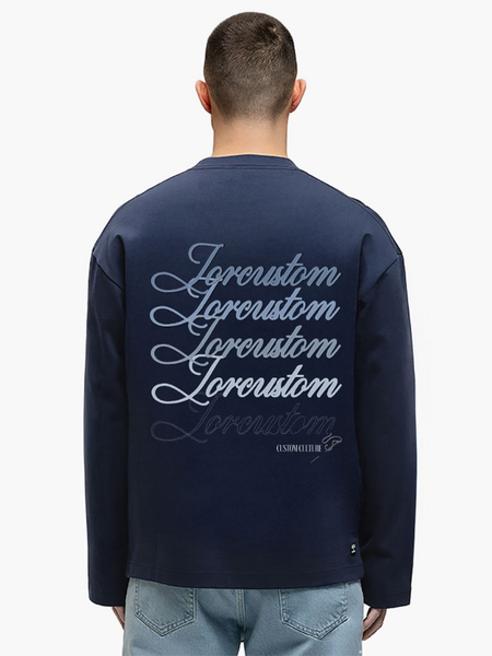 JorCustom Stitched Longsleeve T-Shirt - Midnight Blue