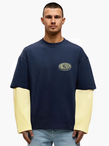 JorCustom Stretched Double Layered Longsleeve - MidnightBlue-Vintage JorCustom JorCustom Stretched Double Layered Longsleeve - MidnightBlue-Vintage