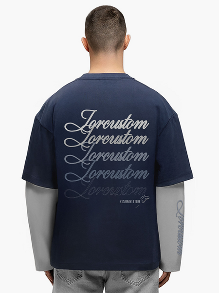 JorCustom Stitched Double Layered Longsleeve T - MidnightBlue-LightGr