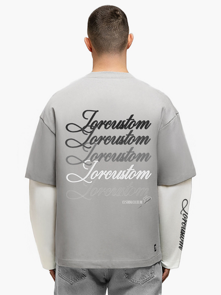 JorCustom Stitched Double Layered Longsleeve T - Light Grey/White
