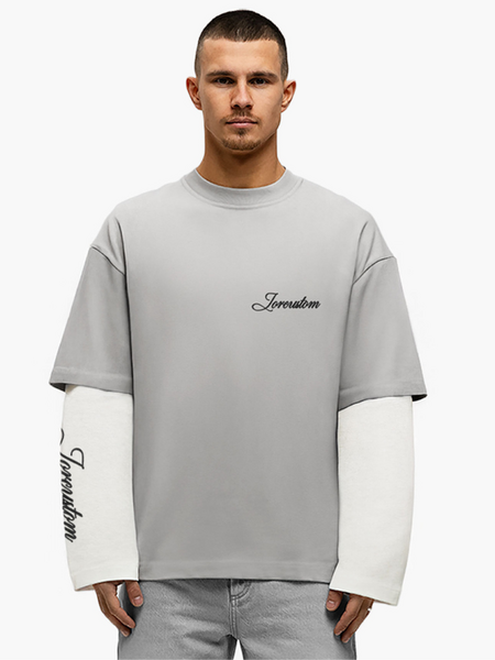 JorCustom Stitched Double Layered Longsleeve T - Light Grey/White JorCustom JorCustom Stitched Double Layered Longsleeve T - Light Grey/White