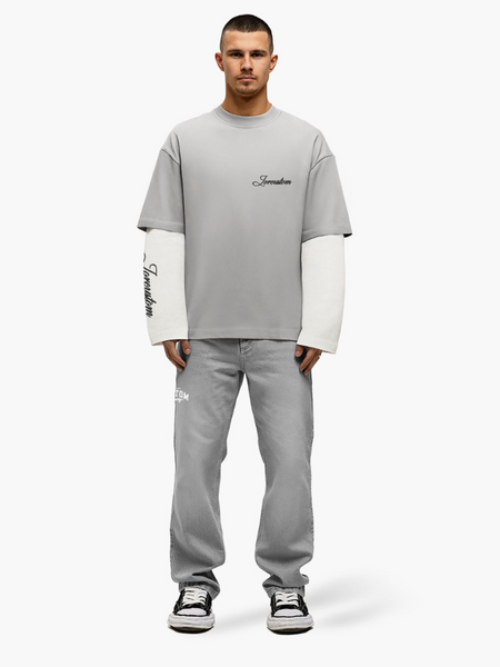 JorCustom Stitched Double Layered Longsleeve T - Light Grey/White JorCustom JorCustom Stitched Double Layered Longsleeve T - Light Grey/White