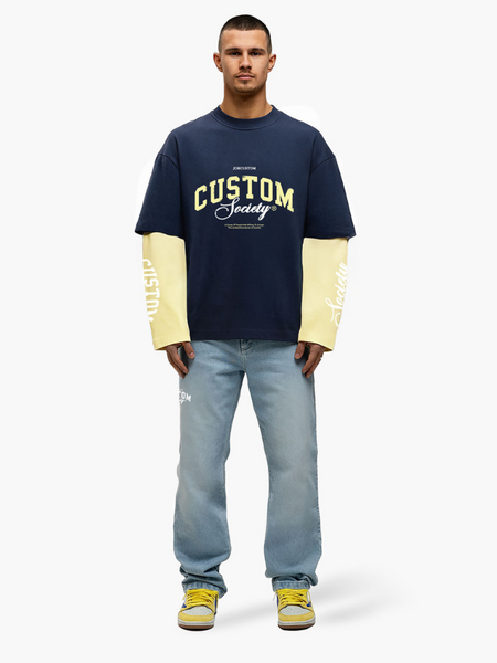 JorCustom CustomSociety Double Layered Longsle - MidnightBlue-Vintage JorCustom JorCustom CustomSociety Double Layered Longsle - MidnightBlue-Vintage
