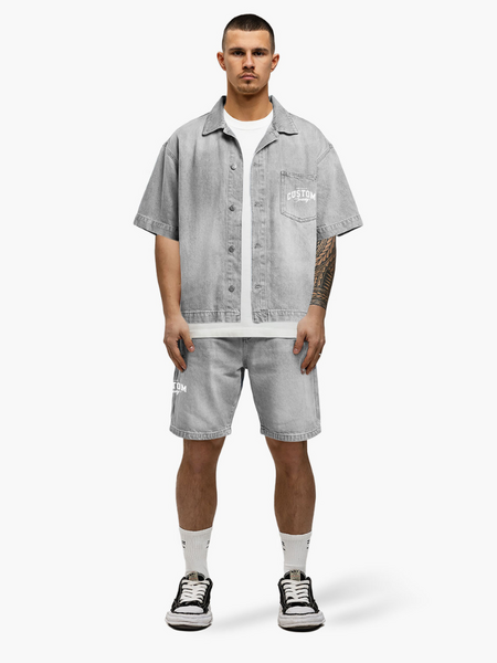 Jorcustom Denim Short Set - Light Grey