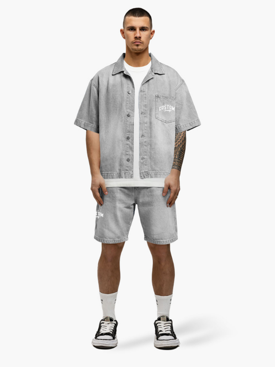 JorCustom PRE ORDER Jorcustom denim short set - Light Grey