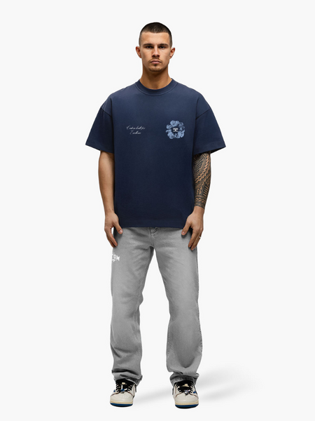 JorCustom Flowers Loose Fit T-Shirt - Midnight Blue JorCustom JorCustom Flowers Loose Fit T-Shirt - Midnight Blue
