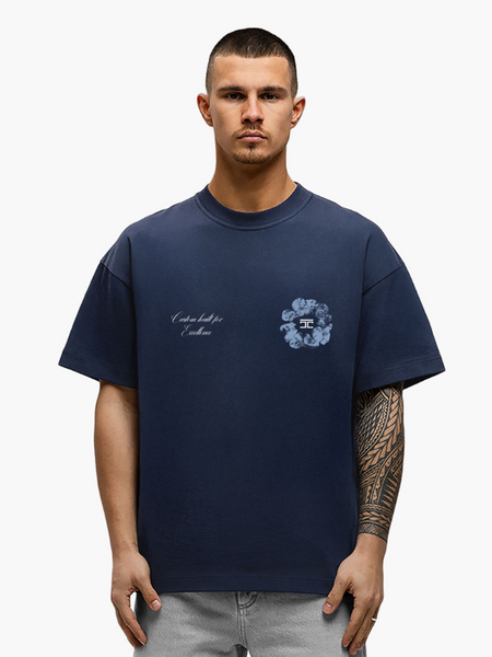JorCustom Flowers Loose Fit T-Shirt - Midnight Blue JorCustom JorCustom Flowers Loose Fit T-Shirt - Midnight Blue
