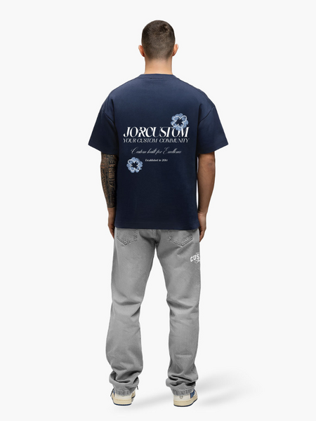 JorCustom Flowers Loose Fit T-Shirt - Midnight Blue JorCustom JorCustom Flowers Loose Fit T-Shirt - Midnight Blue