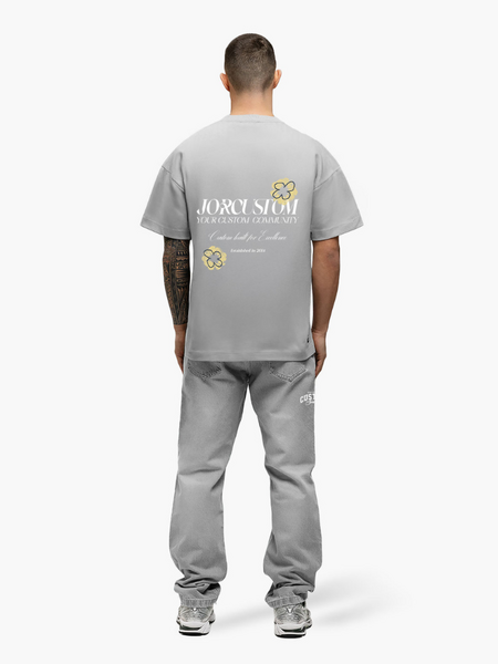 JorCustom Flowers Loose Fit T-Shirt - Light Grey JorCustom JorCustom Flowers Loose Fit T-Shirt - Light Grey